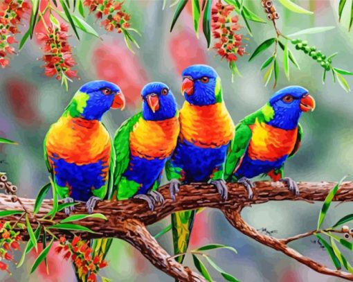 Lorikeets Row Diamond Painting