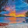 Magens Bay Beach At Sunset Diamond Painting