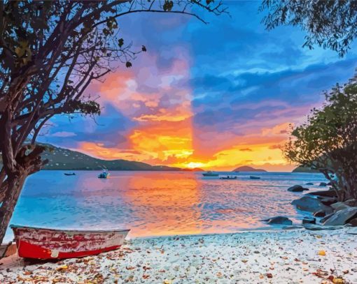 Magens Bay Beach At Sunset Diamond Painting