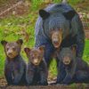 Mama Bear And 3 Cubs Animals Diamond Painting