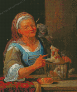 Old Woman And Dog Diamond Paintings