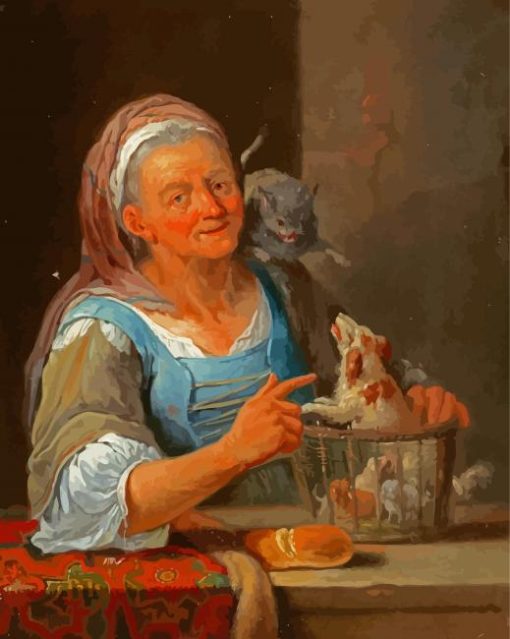 Old Woman And Dog Diamond Paintings