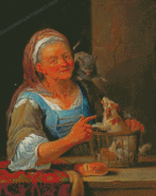 Old Woman And Dog Diamond Paintings