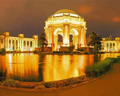 Palace Of Fine Arts California At Night Diamond Paintings