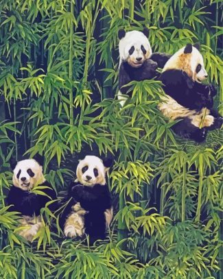 Pandas In Bamboo Forest Diamond Painting