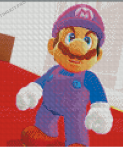 Purple Mario Cartoon Diamond Painting