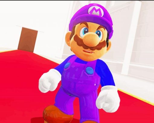 Purple Mario Cartoon Diamond Painting