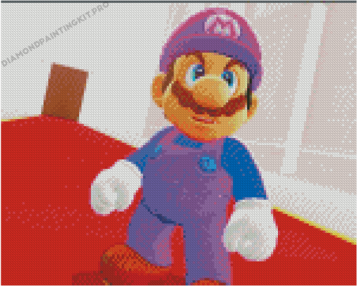 Purple Mario Cartoon Diamond Painting