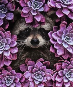 Raccoon In Succulent Diamond Painting
