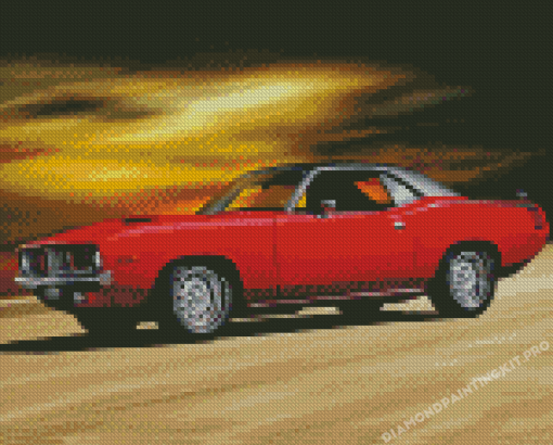 Red 1970 Plymouth Barracuda Diamond Painting