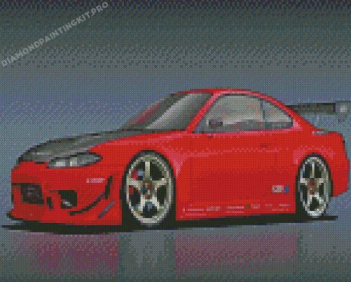 Red Silvia S15 Car Diamond Painting