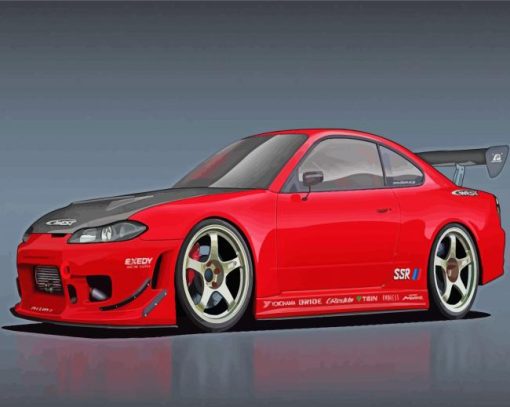 Red Silvia S15 Car Diamond Painting