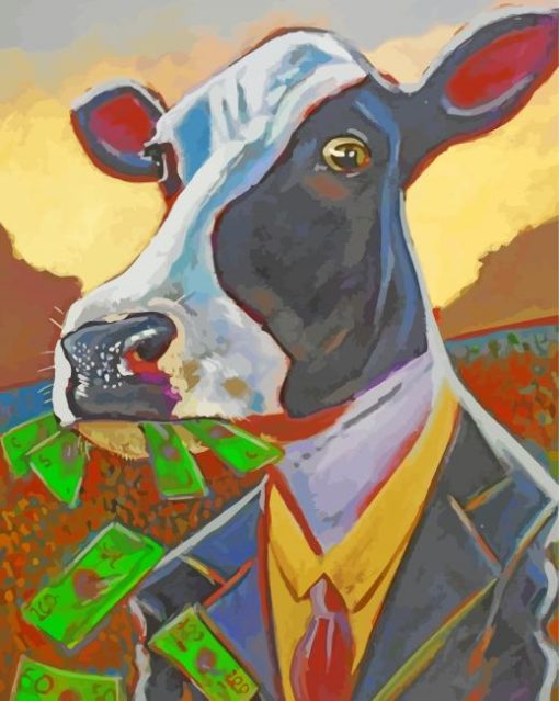 Rich Cow Wearing Suit Diamond Paintings