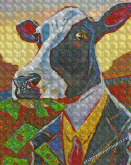 Rich Cow Wearing Suit Diamond Paintings