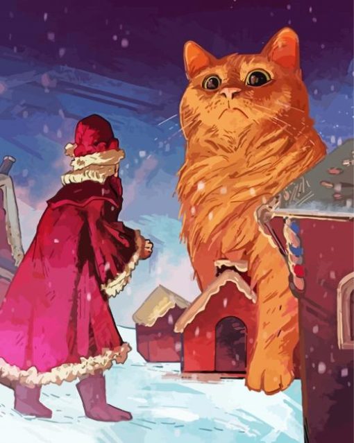 Santa Claus With Cat Diamond Painting