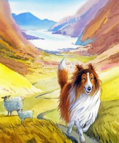 Sheep And Dog Walking Diamond Painting