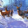 Snow Winter Sunrise Deer Diamond Paintings