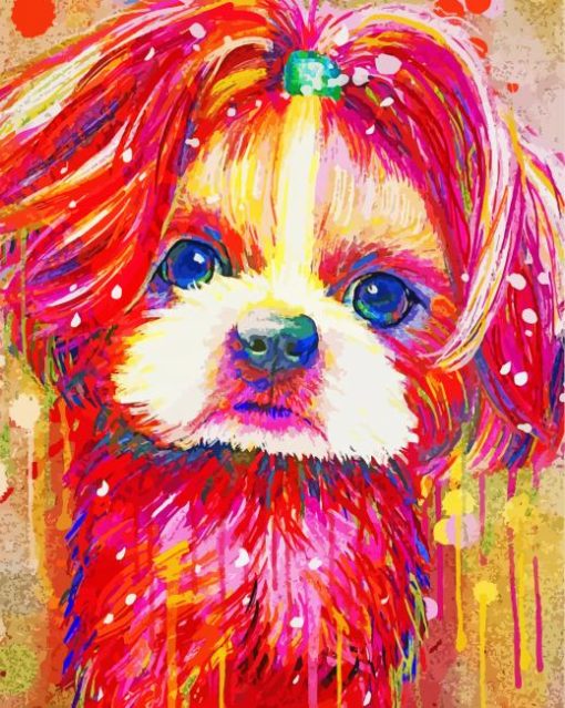 Splatter Colorful Shih Tzu Diamond Paintings