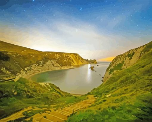 Starry Night Lulworth Cove Diamond Painting