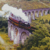 Steam Train On Viaduct Bridge Diamond Paintings