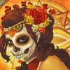 Sugar Skull Girl With Flowers Diamond Painting