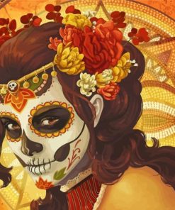 Sugar Skull Girl With Flowers Diamond Painting