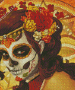 Sugar Skull Girl With Flowers Diamond Painting