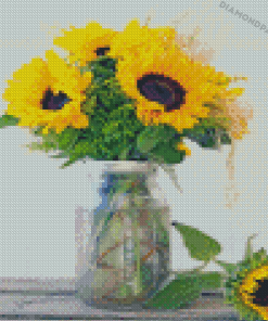 Sunflowers In Jar Art Diamond Paintings