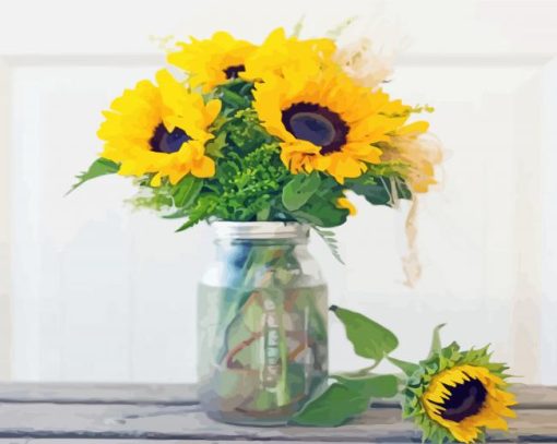 Sunflowers In Jar Art Diamond Paintings