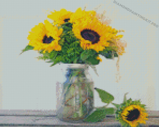 Sunflowers In Jar Art Diamond Paintings