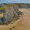 The Three Cliffs Bay Swansea Beach Diamond Painting