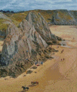 The Three Cliffs Bay Swansea Beach Diamond Painting