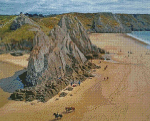 The Three Cliffs Bay Swansea Beach Diamond Painting