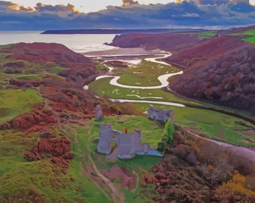 Three Cliffs Bay Swansea Beach Diamond Painting