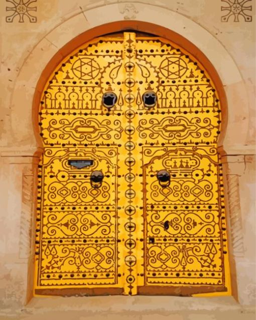 Traditional Yellow Door Diamond Paintings