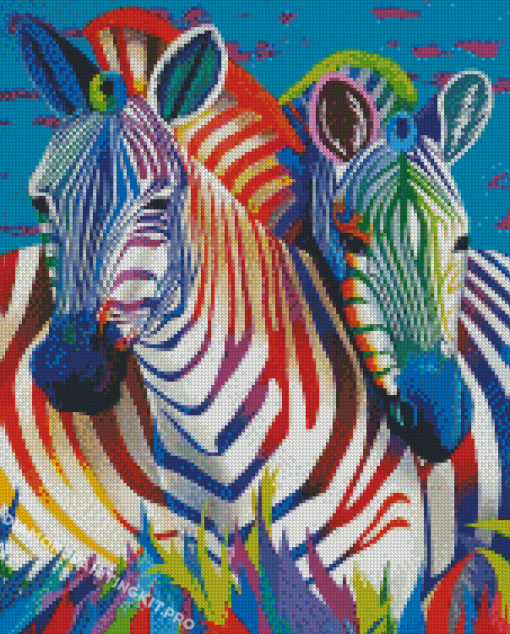 Two Colorful Zebra Animal Diamond Painting