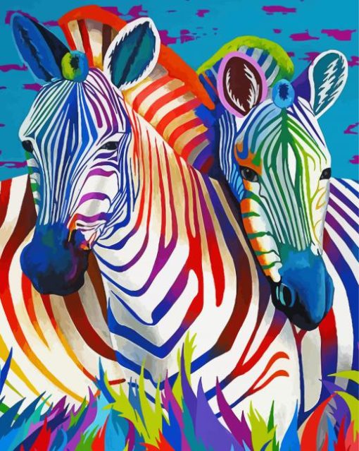 Two Colorful Zebra Animal Diamond Painting