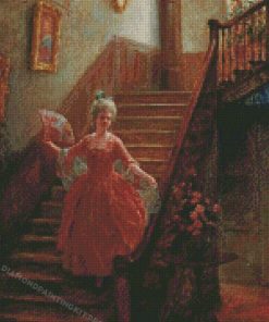 Victorian Woman On Stairs Diamond Painting