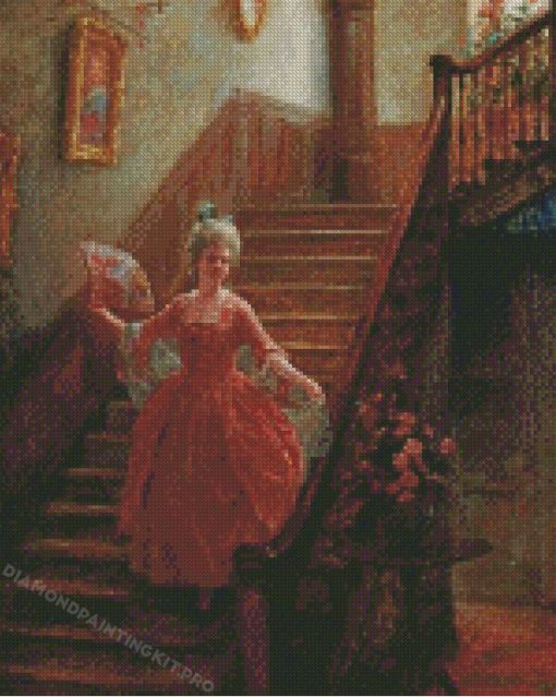 Victorian Woman On Stairs Diamond Painting