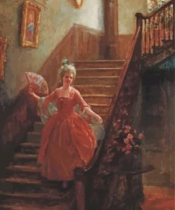 Victorian Woman On Stairs Diamond Painting