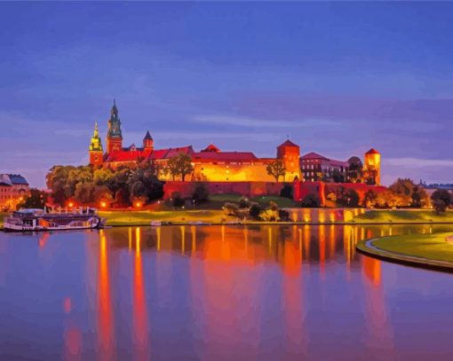 Wawel Royal Castle At Night Diamond Painting