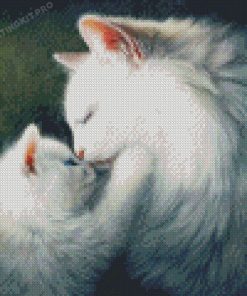 White Kissing Cats Diamond Painting