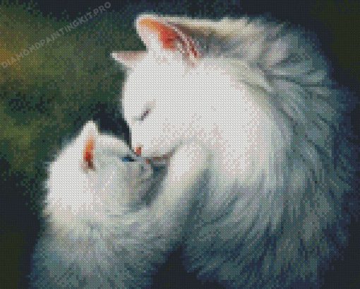 White Kissing Cats Diamond Painting