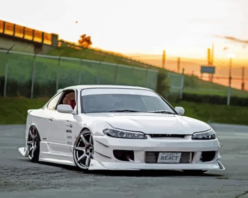 White Silvia S15 Nissan Diamond Painting