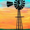 Windpump Silhouette Art Diamond Painting