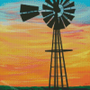 Windpump Silhouette Art Diamond Painting