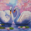 Aesthetic Cherry Tree And Swans Diamond Painting