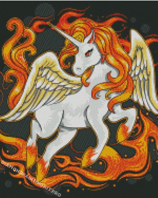 Aesthetic Fire Unicorn Diamond Painting