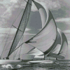 Aesthetic Black And White Sailboats Diamond Painting