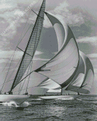 Aesthetic Black And White Sailboats Diamond Painting